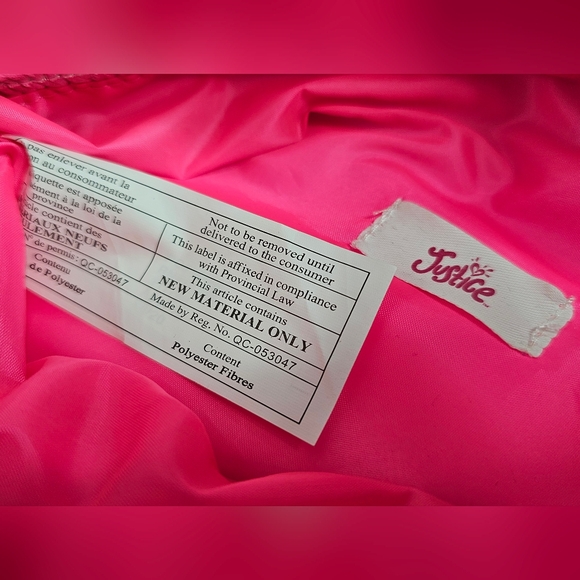 Justice Girls' Metallic Silver Puffy Puffer Tote Bag Purse Travel School Bag New - Picture 7 of 7